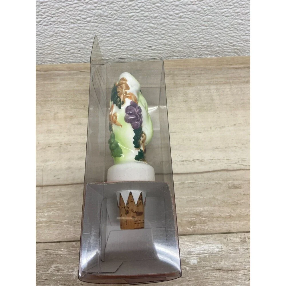 2001 Cera Vino Ceramic Bottle Stopper Sheep Ram And Grapes New In Box